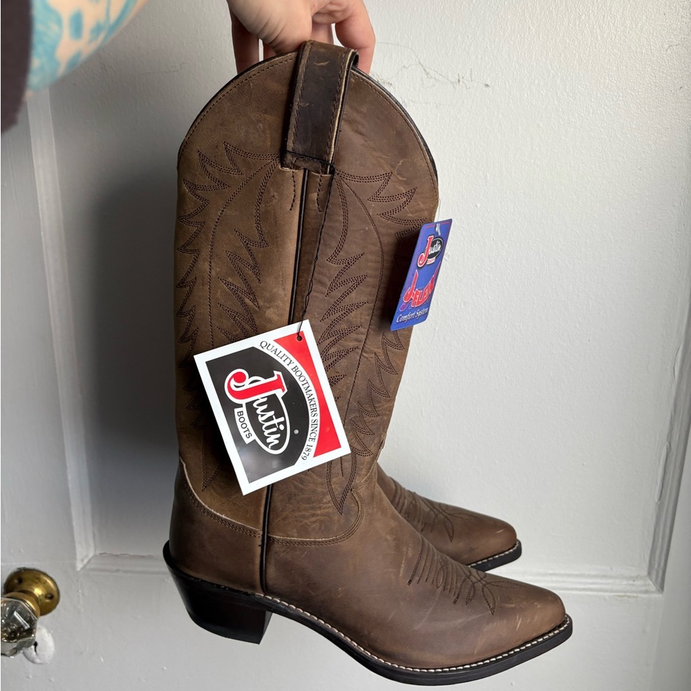Vintage Classic Brown Leather Cowboy Boots